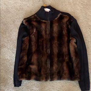 Black fur sweater jacket
